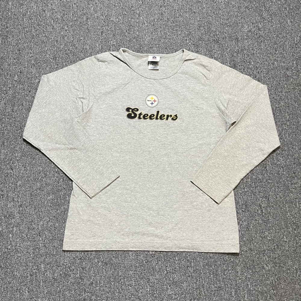 NFL Team‎ Apparel Pittsburgh Steelers Long Sleeve Shirt Large Gray Graphic Tee